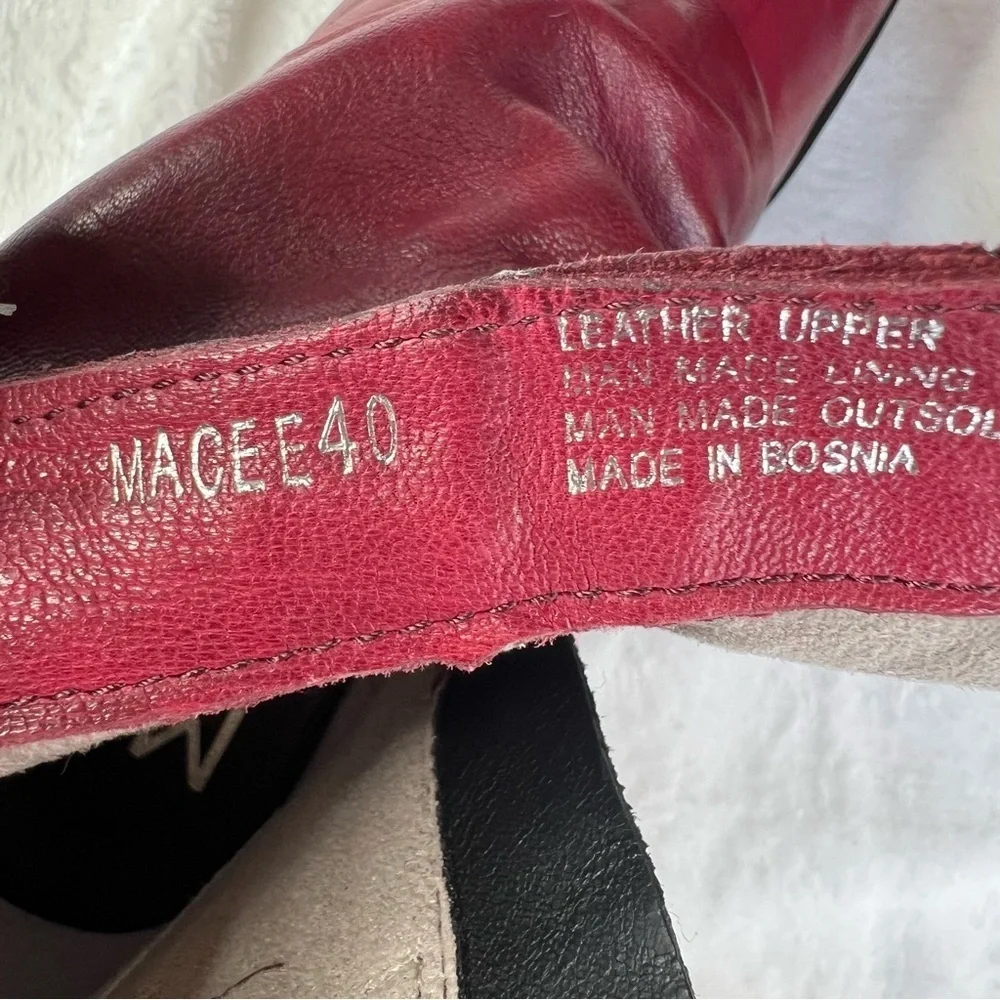 Miz Mooz Leather Buckled Ankle Boots- Macee Crimson Red EU 40 (US 9-9.5) NWOT